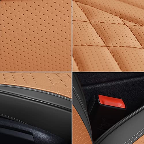 Image of GXT Car Seat Covers Front Seats Only, Front Car Seat Covers 2 Pack, Premium Faux Leather Car Seat Cushion - Universal Fit for Most Sedans SUV Pick-up Truck with Headrests((Earth Yellow and Grey)