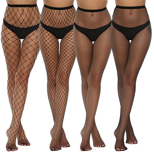Image of Yilanmy Fishnet Stockings Plus Size Black Net Patterned Tight Suspender Crotchless Pantyhose for Women Sexy