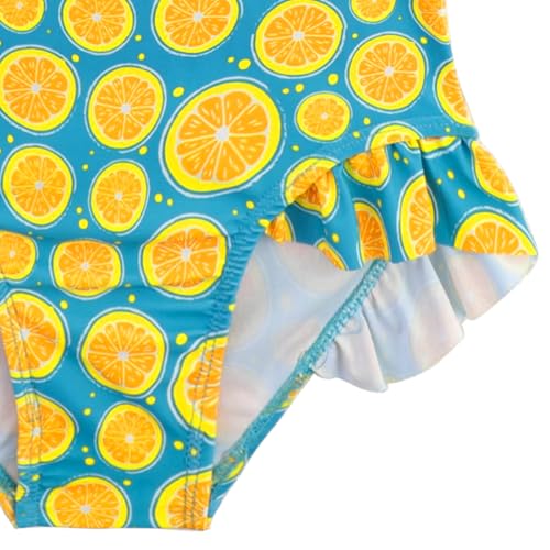 Image of Baby Toddler Girl Long Sleeve Ruffle Swimsuit One Piece Zipper Rash Guard Bathing Suit with UPF 50+ Sun Protection