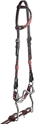 Schneiders Double S Tooled One Ear Headstall | Color Chocolate Horse Bridle | Hand-Tooled Leather | Reinforced Strength | Attractive Rawhide Braiding