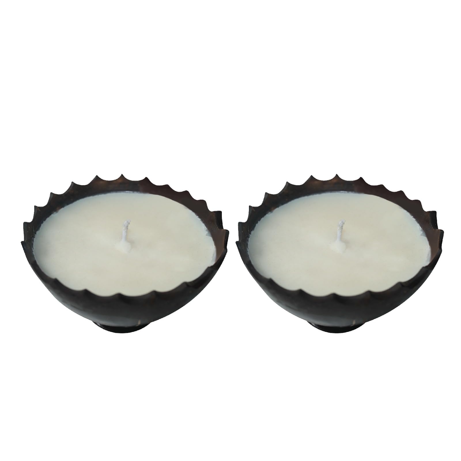 100% Natural Coconut Shell Candle Made by Natural SOYA Wax | Eco-Friendly, Vegan, Organic, Non-Toxic, Boho Home Decor (Brown, Pack of 2)