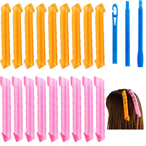 18 Pieces Hair Curlers Spiral Curls Magic Styling Kit No Heat Hair Curlers Colored Hair Rollers with Styling Hook Tools for Long Hair (55 cm)
