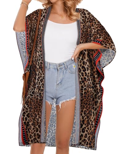 Image of Women's Kimono Beach Cover up for Summer Bathing Suits Cardigans Casual Loose Swimwear 2026