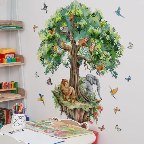 Vinilos decorativos árbol suspendido jungla 51.57x48.03 pulgadas miniatura 3