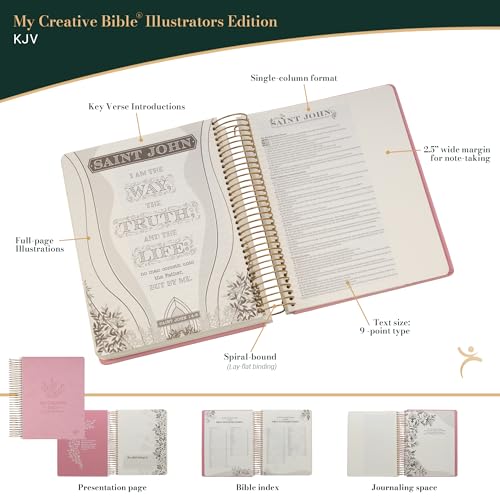 Image of KJV Bible, My Creative Bible Illustrators Edition, Spiral-Bound, Wide Margins for Journaling, Pink Faux Leather Hardcover