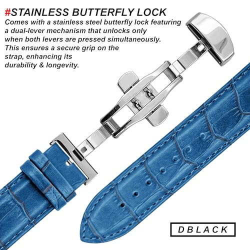 Image of DBLACK ''HOOK'' Leather Watch Strap with Butterfly Lock, Bamboo Design Pattern Full Padded Watch Belt / / For 18mm, 20mm, 22mm, or 24mm Watch Band (Choose Your Size & Color)