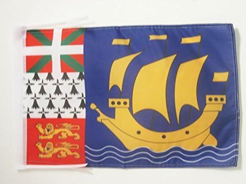 AZ FLAG, Saint Pierre and Miquelon Flag, 18'' x 12'', 100% Polyester Saint-Pierrais, Miquelonnais Small Banner with Two Cords