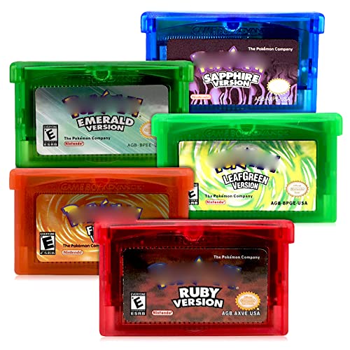 Pokeemon Gamesboy Card, CompatibleÂ GBM, GBA, GBA SP, NDS, NDSL, 5Pcs Pack Pokeemon Third Party Game Cards ( Ruby,Sapphire,Emerald,Fire Red,Leaf Green ).