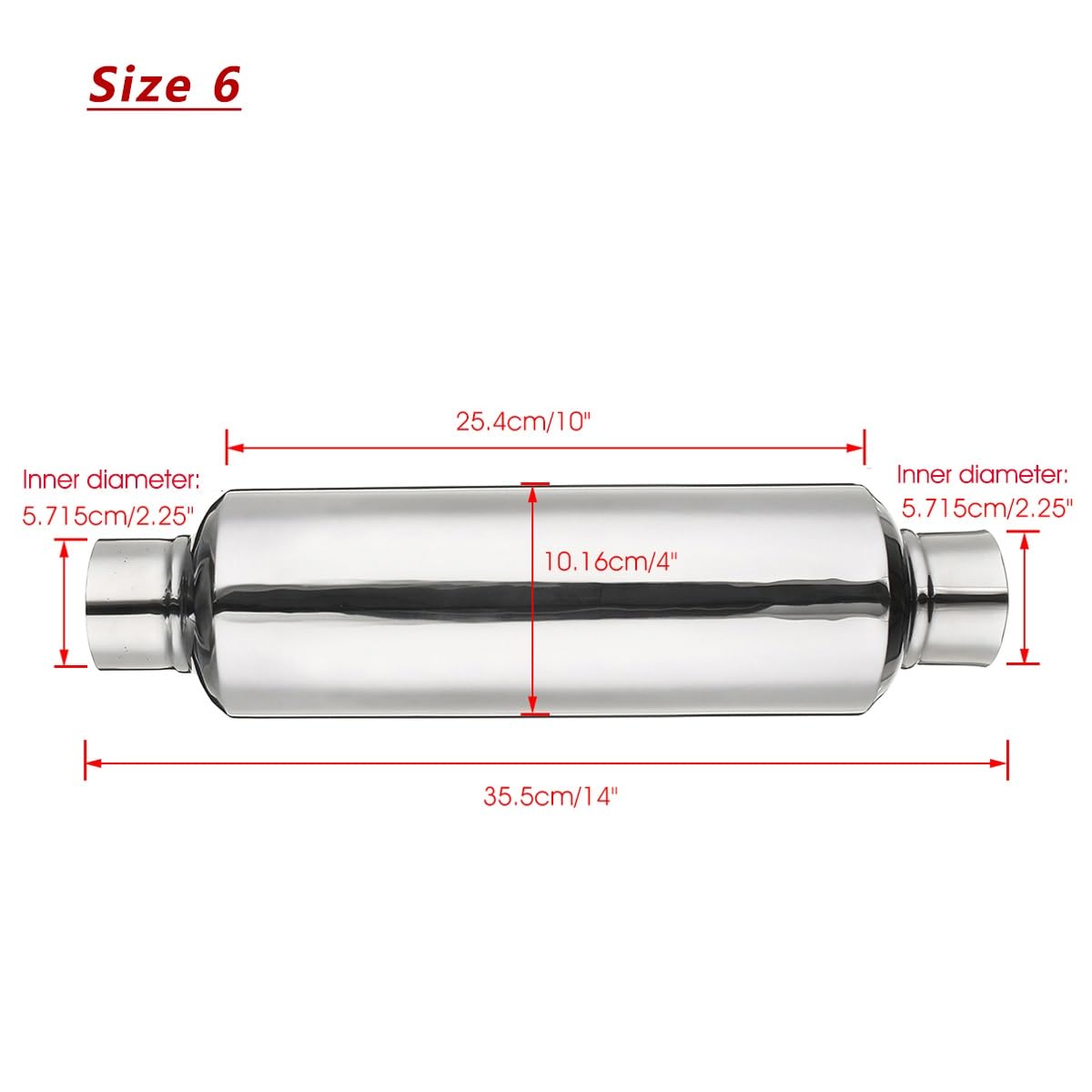 Rura wydechowa uniwersalna 2 "2,25" 2,5 "3" Car Styling Turbina Rezonator wydechowy tłumik tłumik rury wydechowe samochodu ze stali nierdzewnej (rozmiar : 6)