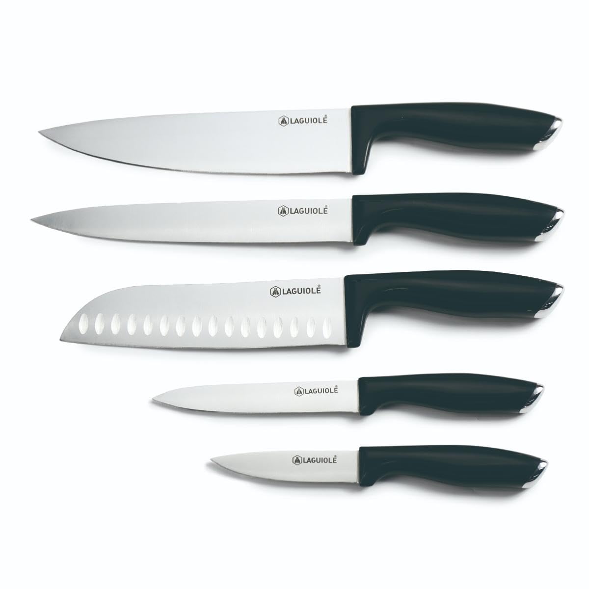 Bloc de 5 Couteaux en Acier Noir Lumin