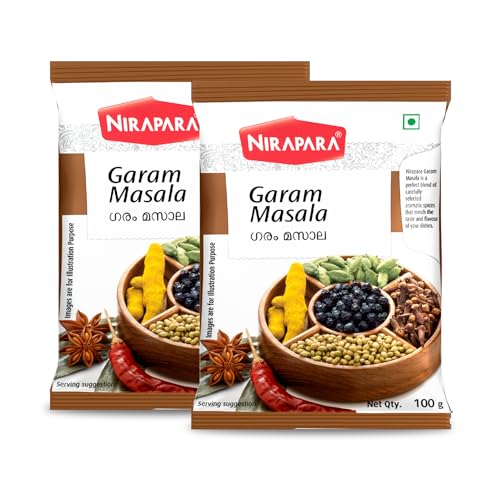 Nirapara Garam Masala for Incredible Recipes| Perfectly Blended for Rich Texture & Aroma| Ready to Cook Masala with No Artificial Flavours & Colours| Hygienically Packed| 100g x 2| 200 gms