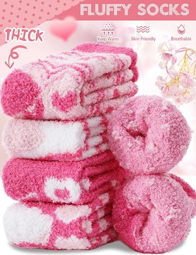 MOGGEI Women Fuzzy Fluffy Socks Thick Warm Winter Soft Cozy Plush Fleece Sleep Socks 5 Pairs3