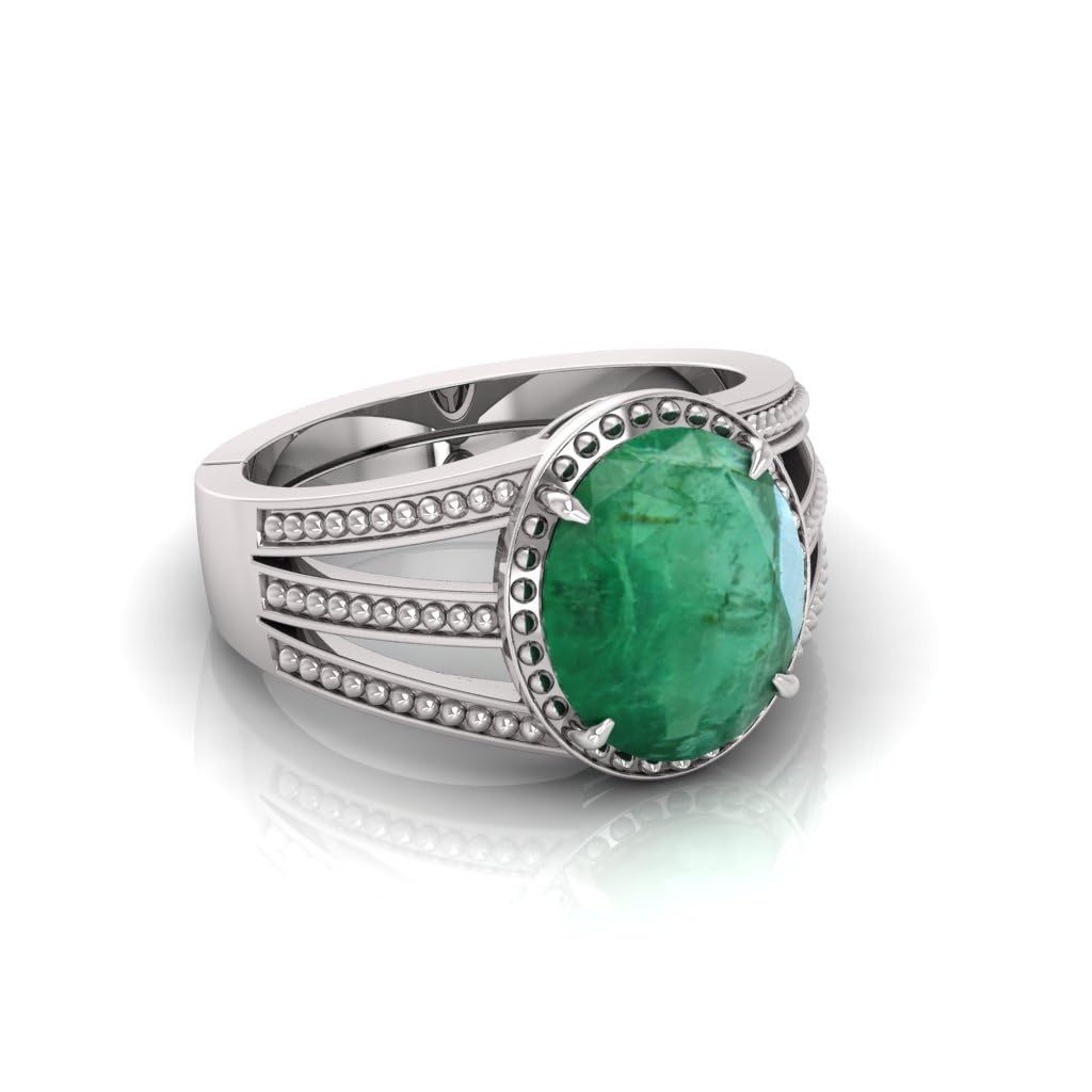 7.25 Ratti Panna Original 6.22 Carat Emerald Stone Adjustable Ring For Men And Women With Lab Certified B1-picture-24