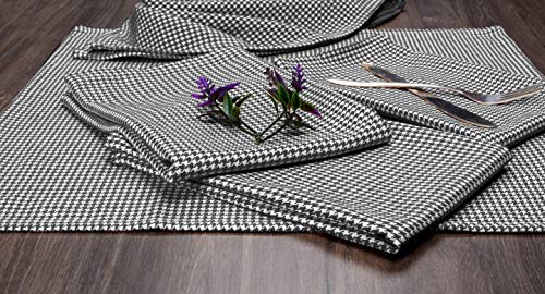 Native Fab Houndstooth Vintage Cloth Dinner Napkins Set of 12 Cotton 18x18 Soft Absorbent Restaurant Hotel Quality - Everyday Easy Care Washable Wedding Dinner Napkins Bulk - Grey