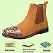 Men’s Suede Spikes Chelsea Boots Fashion Punk Style Round Toe Studded Dress Ankle Boots for Party Stage (Black,6)