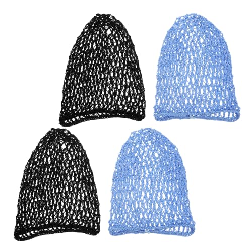 TOYZFRIENDY 4個 用 ニット ロング ヘア アクセサリー かぎ針編み 帽子 ラップ お風呂 レディース 睡眠 シャワー ス キャップ ヘアネット か
