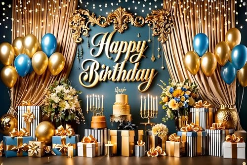 Image of Happy Birthday Theme Backdrop Banner 5x7 ft - Digital Print Cloth Background, Reusable Birthday Party Wall Decoration for Girls, Photo Booth & Stage Decor (BD 14)