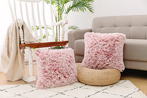 Image of Faux Fur Throw Pillow Covers for Couch Decorative Pillows 18x18 Inches