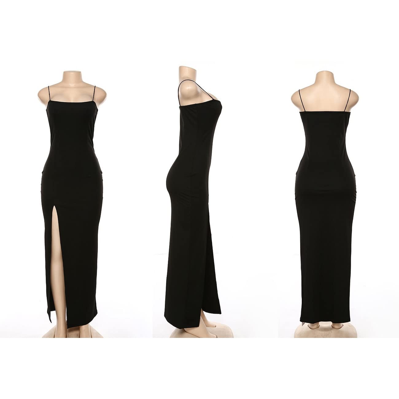 Vestito Donna Spaghetti Abito da Cerimonia Lungo con Spacco Elegante Vestiti Estivi Aderente Abiti da Sera Formale Vestito Cocktail Party Dress