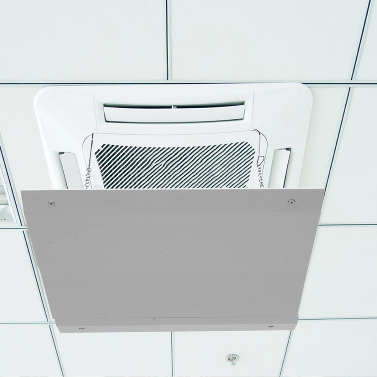 Deflettore Aria Condizionata Centrale Bianco Quadrato Regolabile | Acciaio Inossidabile Abs, Installazione Semplice per Unità a Soffitto, Festa Estiva