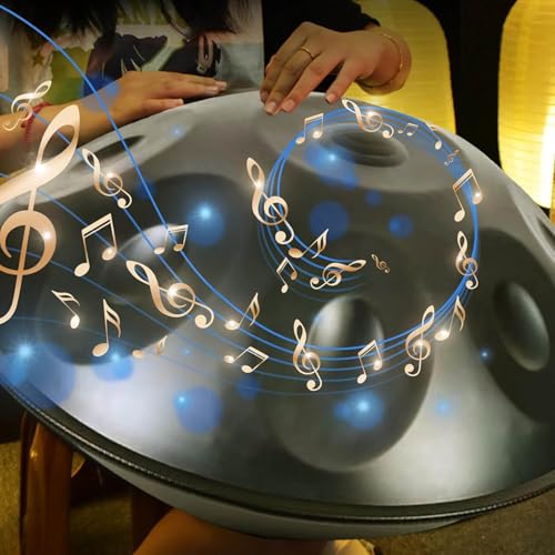 Instrumento Handpan, 22 pulgadas, 10 tonos, tambor de acero negro miniatura 2