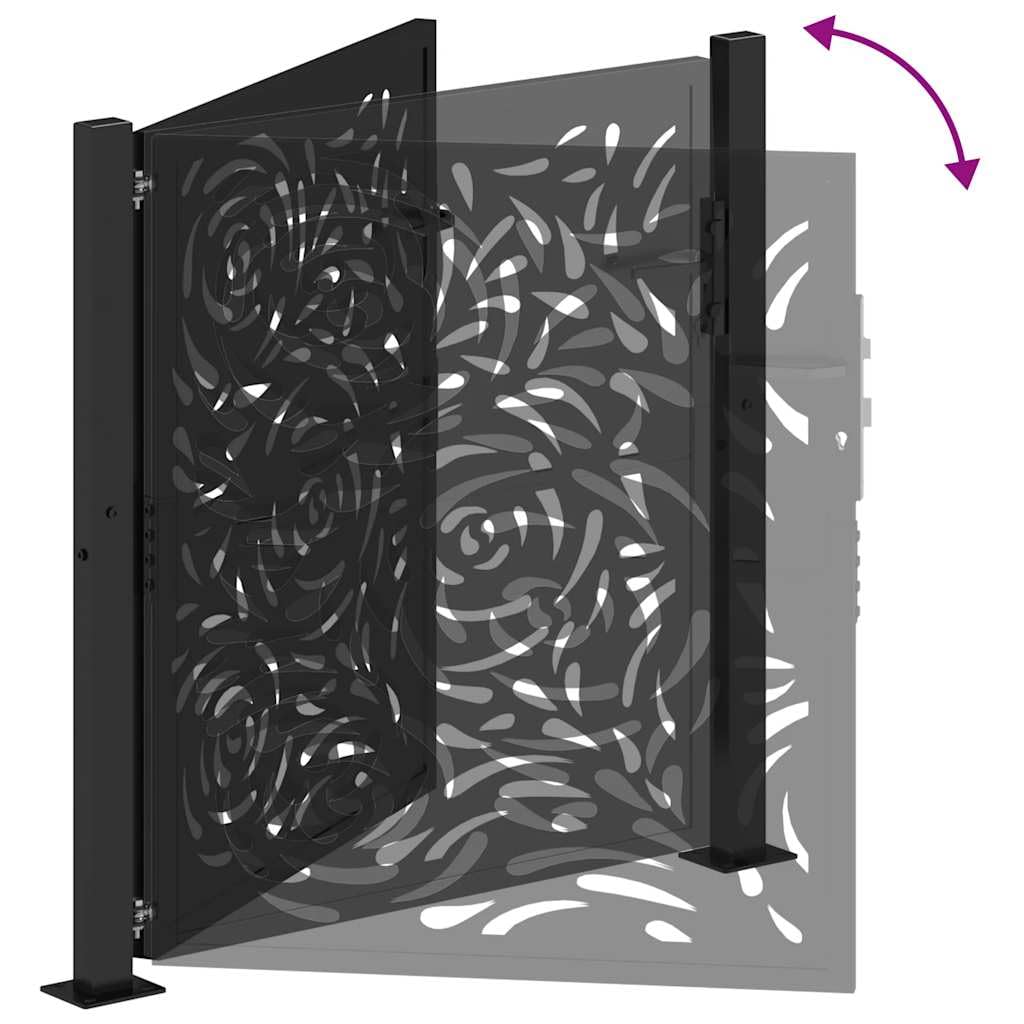 vidaXL Puerta de jardín diseño Llama Acero Negro 100x100 cm, Puerta de Cerca, Puerta Exterior, Puerta de Metal, Puerta de Seguridad, Puerta de Entrada