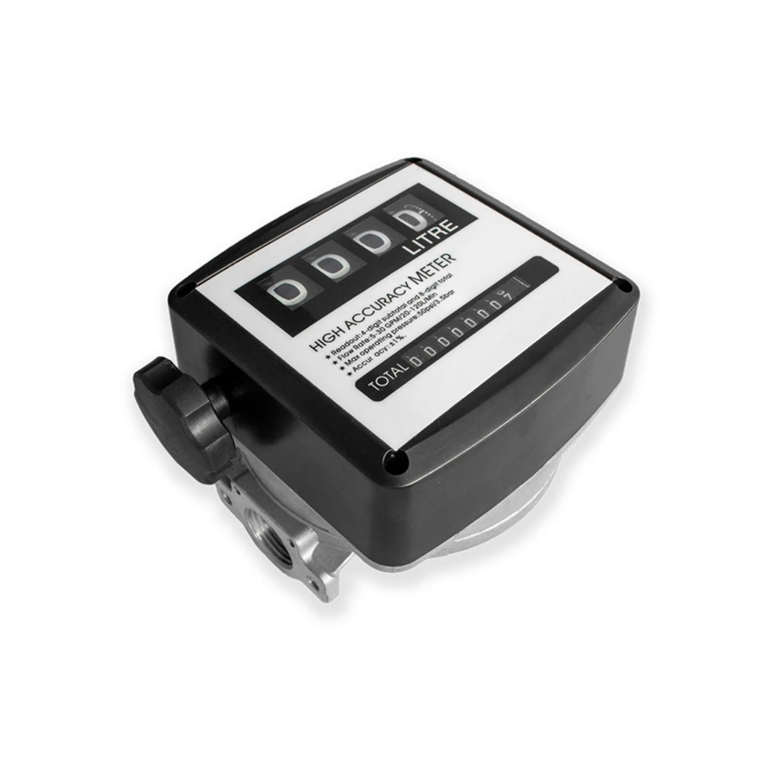 Medidor de Flujo de Agua Contador de Agua Digital, Medidor De Flujo FM-120 4 Medidor De Flujo De Aceite De Gasolina Digital 20-120L/Min Cuatro Digitales For Contador De Flujo De Combustible Y Aceite U