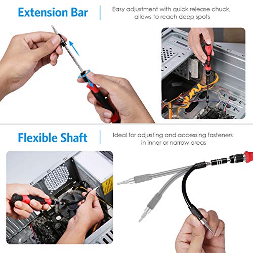 ORIA Precision Screwdriver Set (New Version) 142 in 1 with 120 Bits Mini Torx Screwdriver Set Magnetic Repair Tool Kit Include for Electronic iPhone Computer MacBook Jewelers Watch Game Console Red