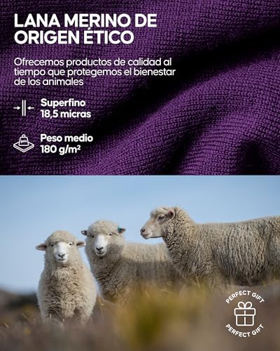 DANISH ENDURANCE Camiseta Media Cremallera Lana Merino para Mujer, Capa Base Térmica, Morado, L
