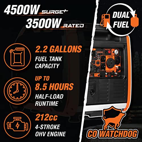 WEN DF452iX Super Quiet 4500-Watt Remote Electric Start Dual Fuel RV-Ready Portable Inverter Generator with Fuel Shut-Off and CO Watchdog - Image 3