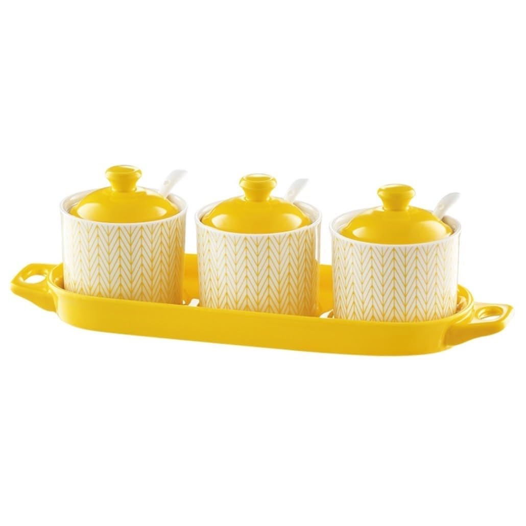 BCJMKDX Fermenter. Spice Container Set Ceramic Seasoning Pot With Spoon And Lid Kitchen Seasoning Jar(F)