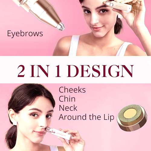 Image of Facial Hair Removal Machine|Eyebrow Trimmer & Epilator|Trimmer For Women Private Part|2 In 1 Trimmer 400 mAh Battery 1 Year Warranty|Painless Hair Removal Machine|Nose Hairs Remover,White (2 in 1)