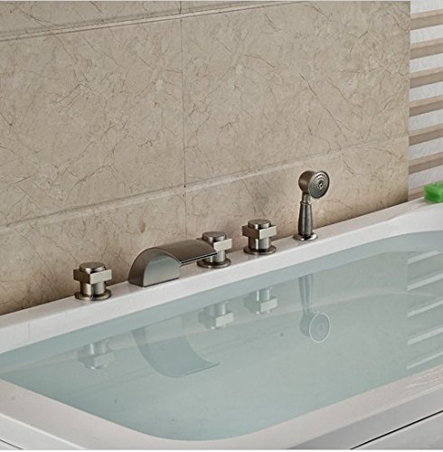 Robinet cascade baignoire nickel brossé anti-trace pour remplacer vieux mitigeur