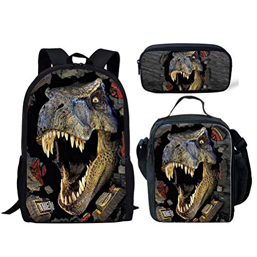 POLERO: Mochila con estuche pequeño y bandolera con estampado de dinosaurios para niños