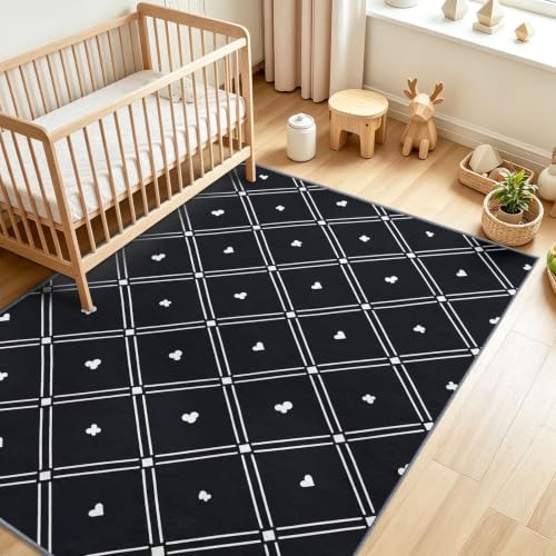 Alfombra minimalista de salón con rombos negros moderna de pelo corto 5
