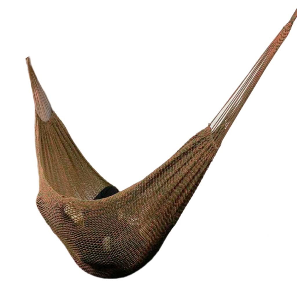 Hamac nylon double de luxe marron avec franges pour photographie et gîte