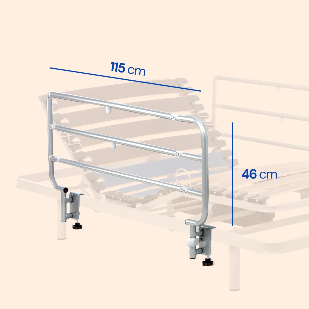 Geriafy - Barandillas abatibles para Camas articuladas | Muy Resistentes y fáciles de Instalar | Anti-atrapamiento de Manos (Lado Derecho)