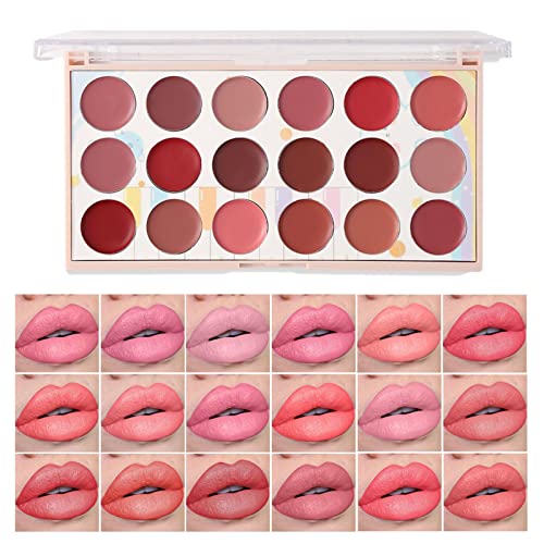 Hodfid Paleta de Labios | Juego de pintalabios Mate Resistente al Agua de Larga duración de 18 Colores para Mujer,Velvet Lip Plumper Makeup Set Kit de Brillo de Labios Prueba de Agua para niñas