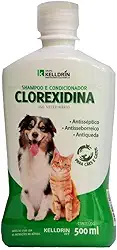 Shampoo Kelldrin Clorexidina 500ml para Cachorro e Gato com Aroma Agradável, Tratamento de Problemas de Pele e Limpeza Profunda