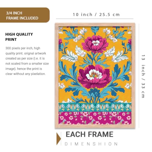 Image of kotart Indian Traditional Wall Art Painting | Madhubani Paintings with Frame Home Decoration For Living Room Bed Room Hotel Wall Decor Digital Reprint Set of 3 (10X13 inch)
