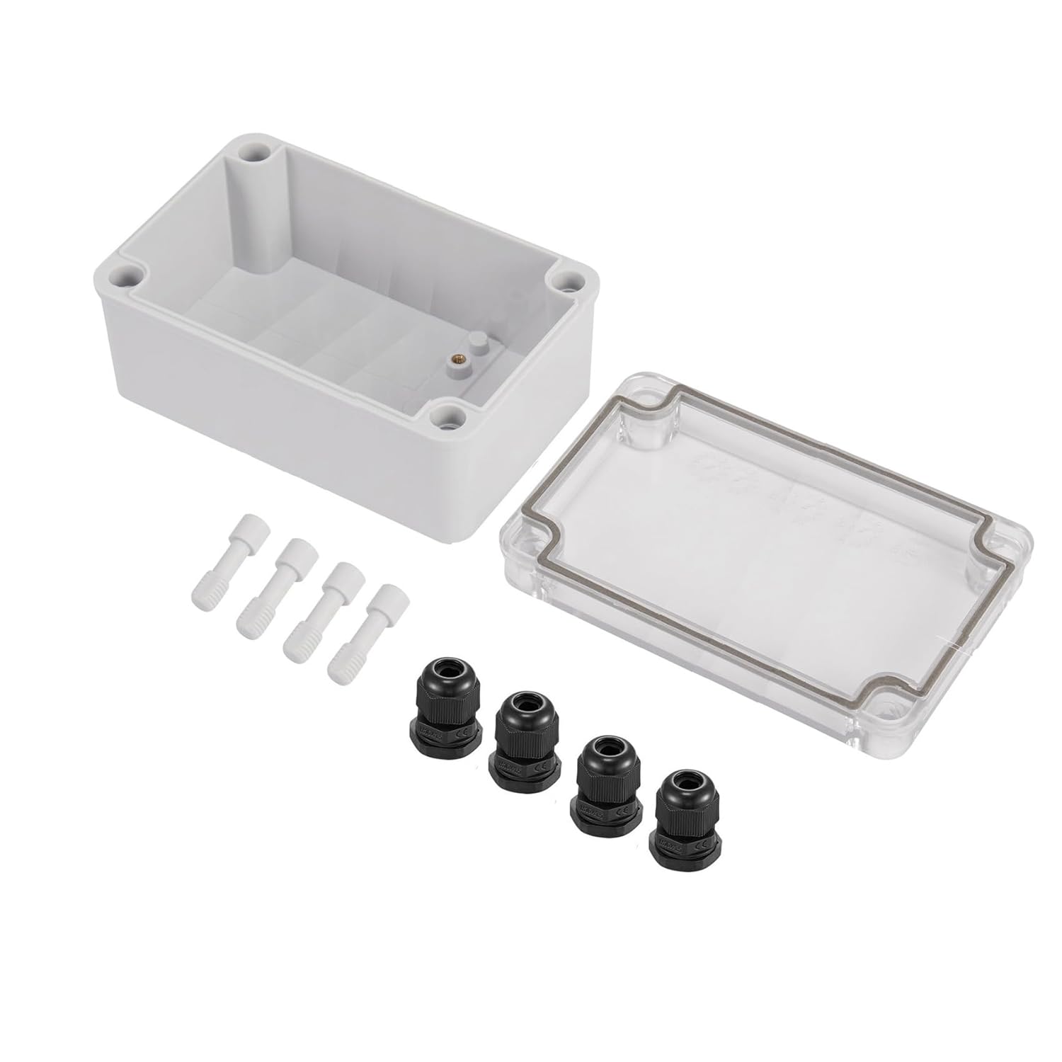 Waterproof Junction Box, Universal IP67 Project Box with Clear Grey Cover Waterproof DIY Electrical Enclosure, ABS Plastic Electrical Box 4.9 x 4.9 x 3 inch(125 * 125 * 75mm)