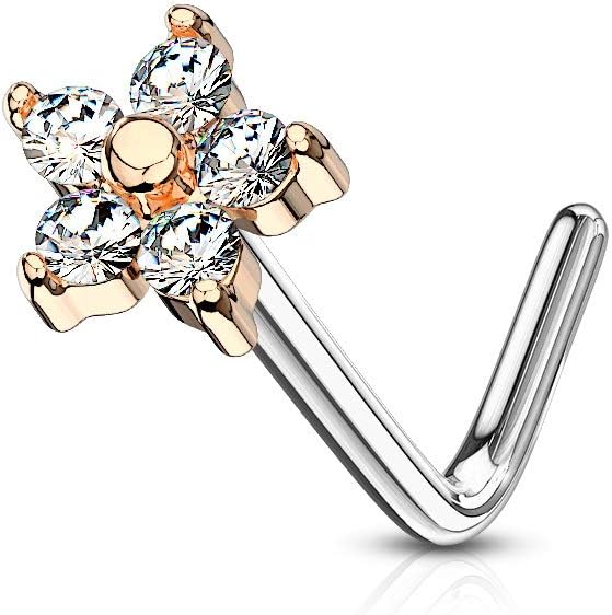 PiercedOff 316L Surgical Steel Nose Bone With CZ Gem