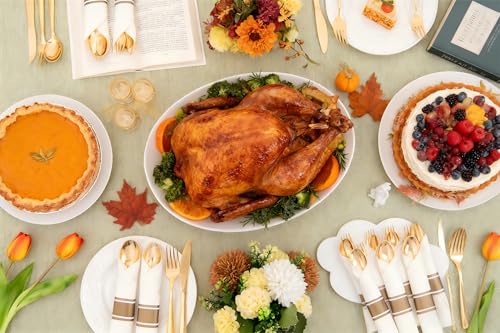 Liacere-100Pack-Pre-Rolled-Gold-Silverware-and-Napkin-Disposable-Gold-Plastic-Utensils-Wrapped-Plastic-Cutlery-Set-with-Napkin100-Forks100-Knives100-Spoons100-Napkins-for-WeddingThanksgiving