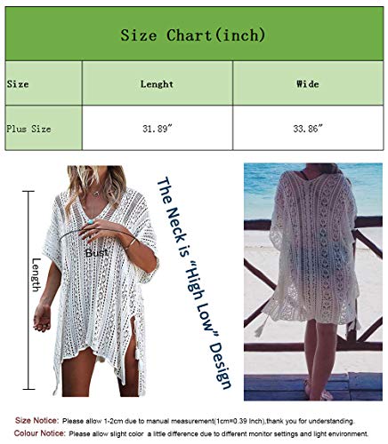 Shermie B07QKKCDD9 Swimsuit Cover Ups For Women Plus Size V-Neck Swimwear Beach Cover Up Beige thumb #6