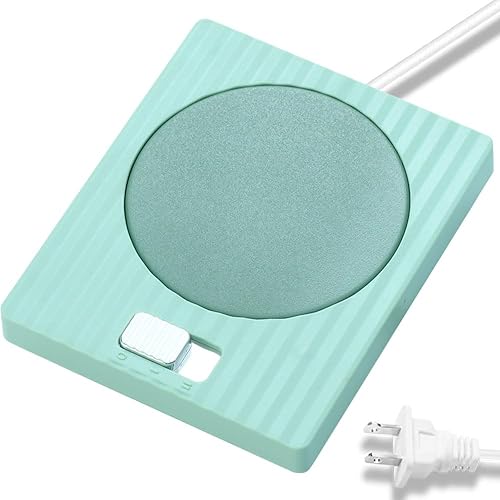 Coffee Mug Warmer, Fastest Heating Cup Warmer for Office Desk Accessories, Metal Heating Panel, 2 Temperature Setting Cup Warmer for Heating Coffee, Beverage, Cocoa, Milk, Tea and Candle, (Green) - Green