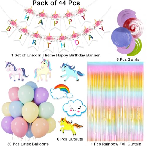 Image of Unicorn Theme Birthday Decoration Kit, Pack of 44 Pcs