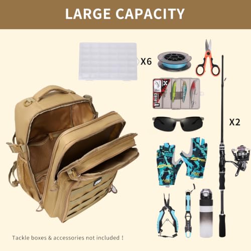 Image of Fishing Backpack with Rod Holder, Fishing Tackle Bag