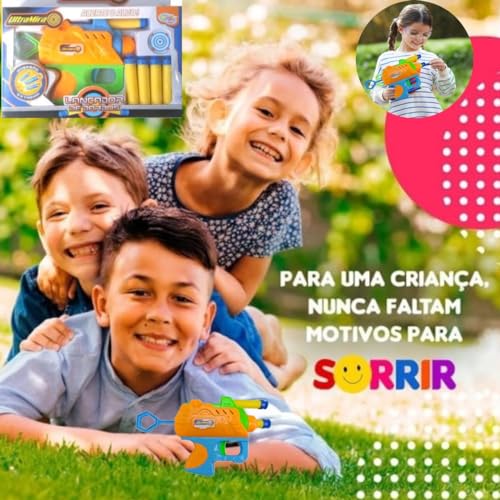 PISTOLA ARMA LANÇA DARDOS BRINQUEDO INFANTIL LANÇADOR DE 5 DARDOS MACIOS DE ESPUMA MAIS SEGURO QUE G
