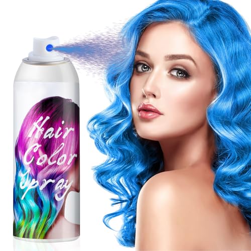 Spray de color azul para el cabello, spray temporal azul, tinte de pelo lavable, color azul, spray temporal para el color del cabello, para niños y adultos, carnaval, cosplay, Navidad, Halloween