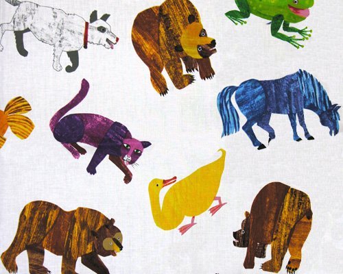 Brown Bear Brown Bear Painted Animals Multi Fabric By The Yard by Andover
